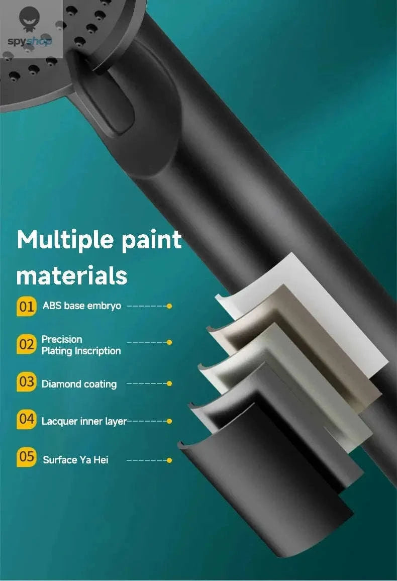 5-Mode Pressure Boost Shower Head – Adjustable Massage Spray-black / 3.54in