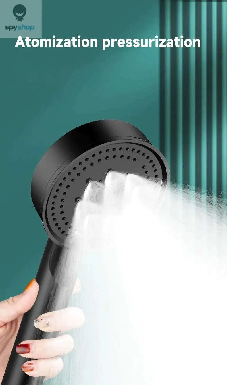 5-Mode Pressure Boost Shower Head – Adjustable Massage Spray-black / 3.54in