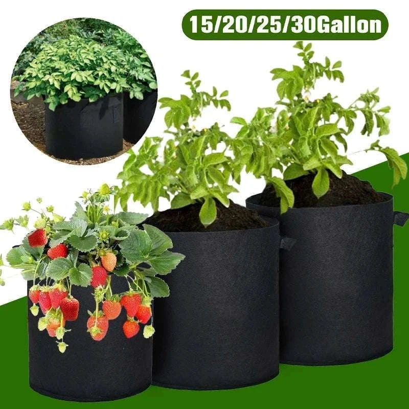 5-Pack Fabric Grow Bags for Vegetables, Flowers & Herbs-30Gallons 60x40cm