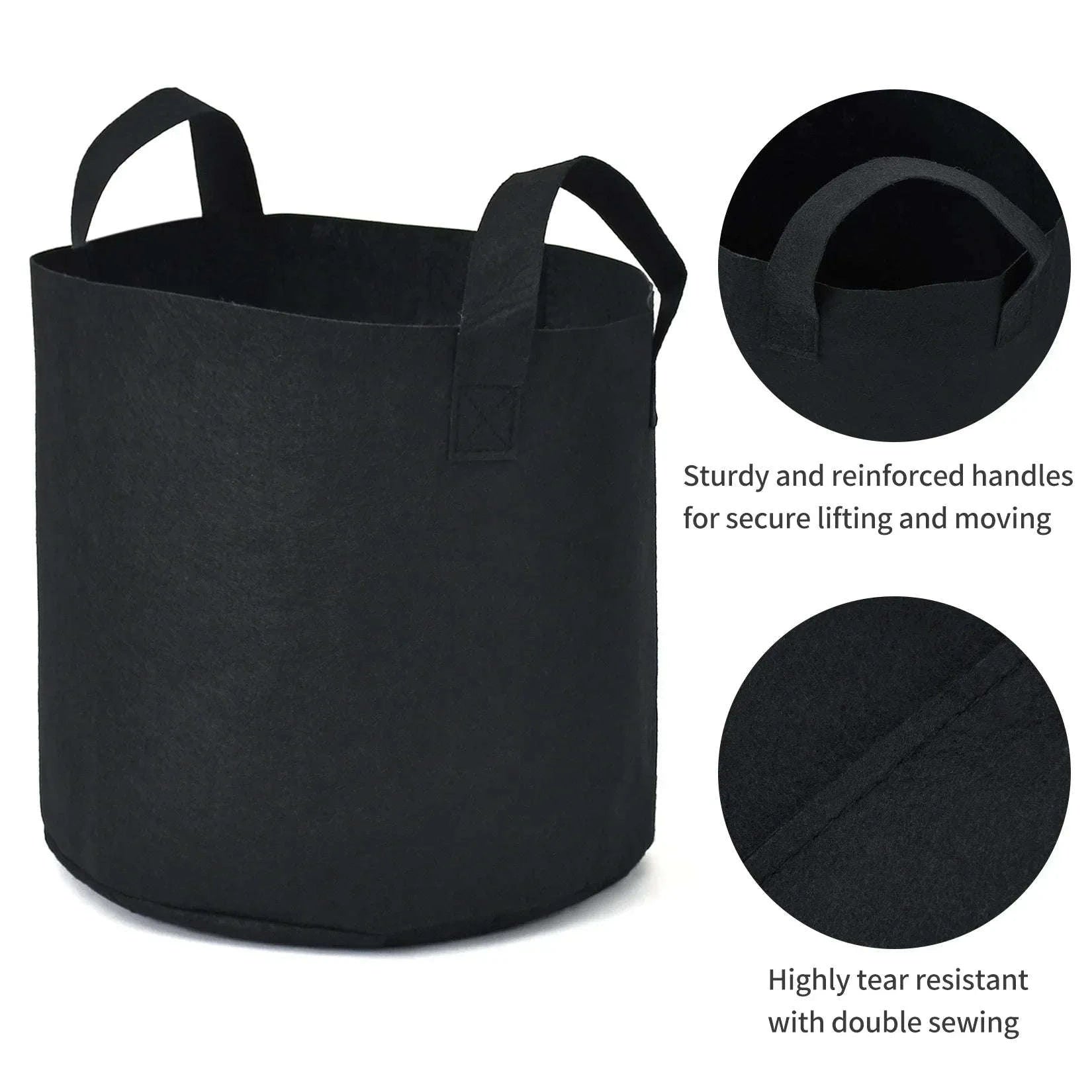 5-Pack Fabric Grow Bags for Vegetables, Flowers & Herbs-30Gallons 60x40cm