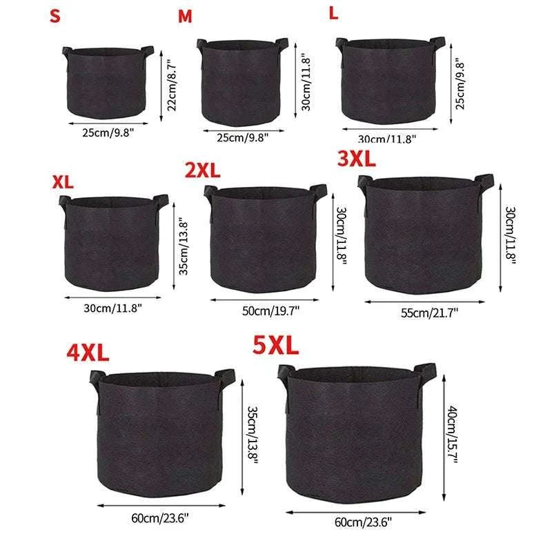 5-Pack Fabric Grow Bags for Vegetables, Flowers & Herbs-30Gallons 60x40cm