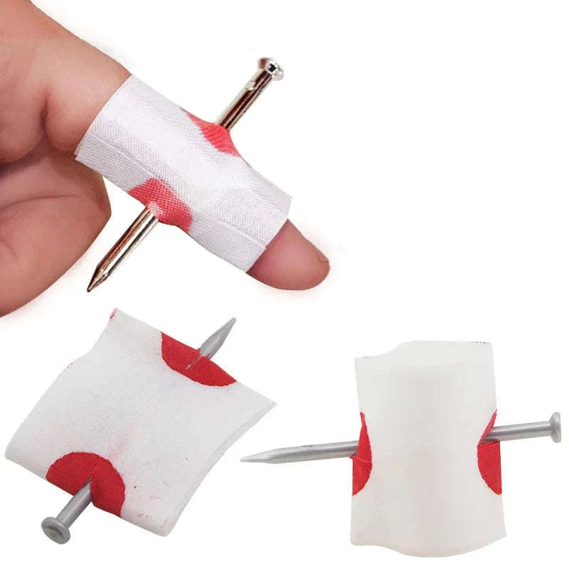 5 Pack Fake Nail Through Finger Trick Blood Prank Prop-5pcs / CHINA