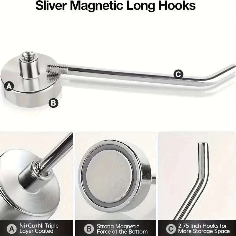 5-Pack Heavy Duty Magnetic Hooks for Organized Spaces-Black