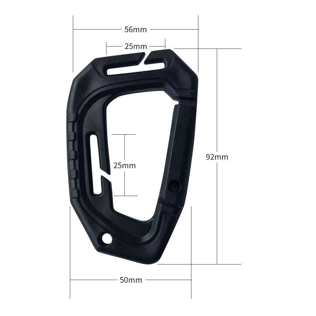 5-Pack Tactical Plastic Carabiner Clips for Molle Gear and Backpacks-Khaki