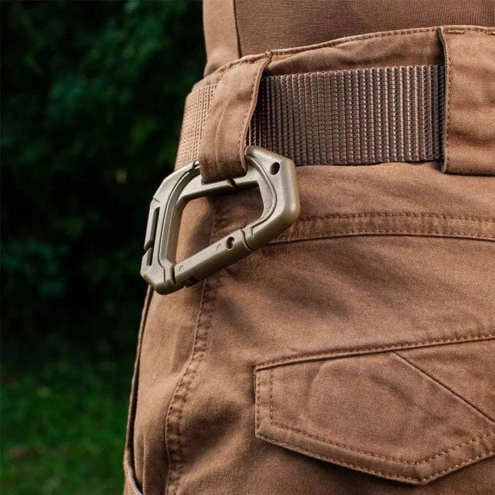 5-Pack Tactical Plastic Carabiner Clips for Molle Gear and Backpacks-Khaki