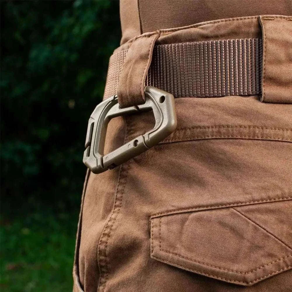 5-Pack Tactical Plastic Carabiner Clips for Molle Gear and Backpacks-Khaki