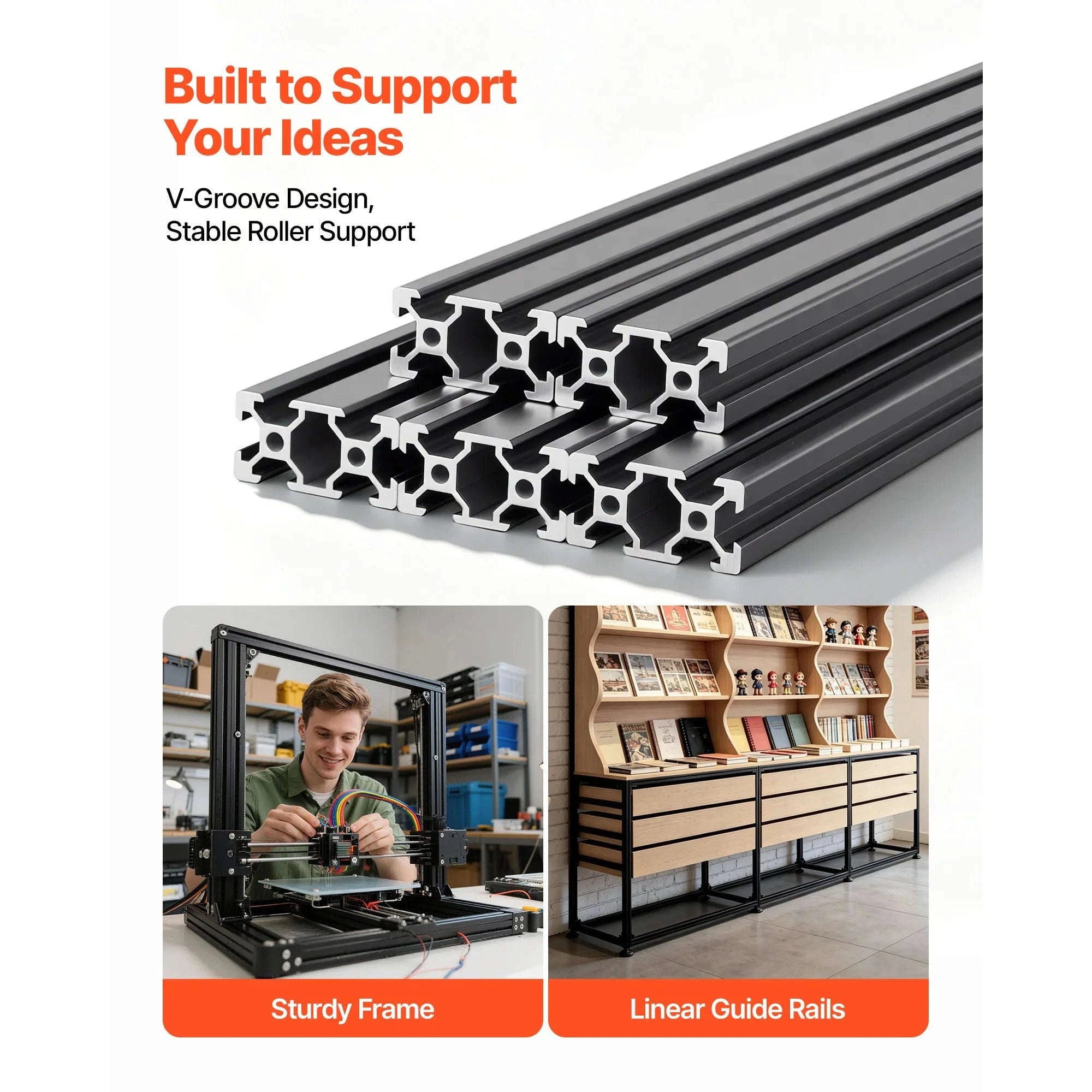 5-Piece 2040 Aluminum Extrusion Profile 2000 mm V-Slot Linear Rail-2000x40x20 mm / United States