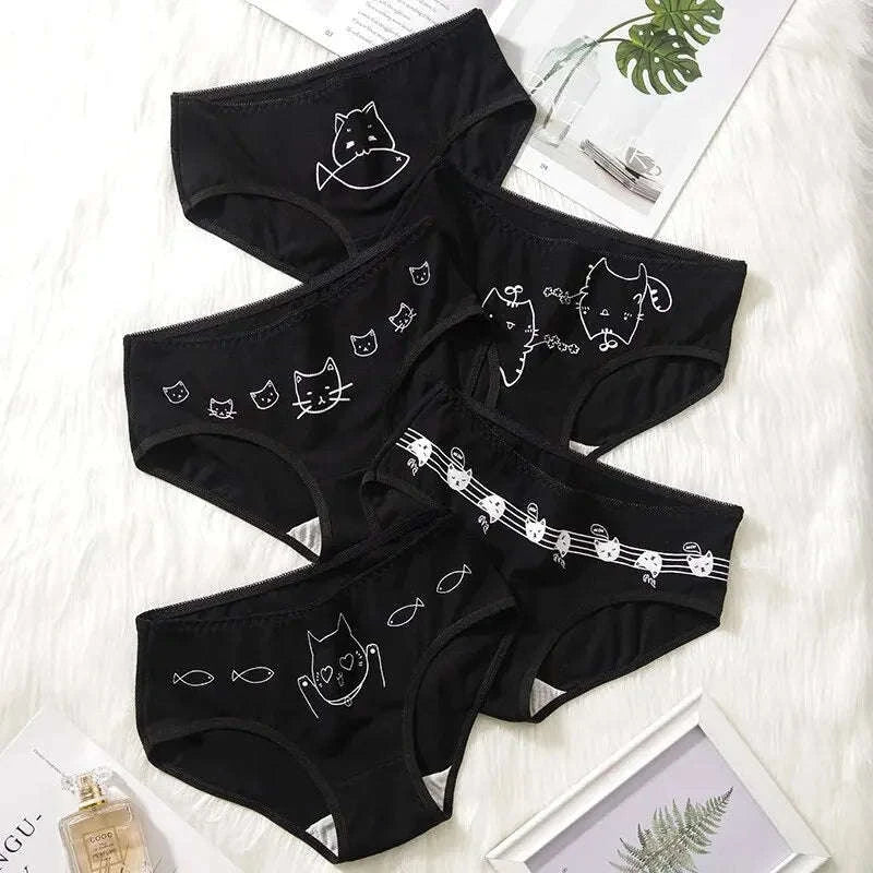 5-Piece Cotton Cartoon Panties Set for Women-XL / ZYmaomi / 5pcs