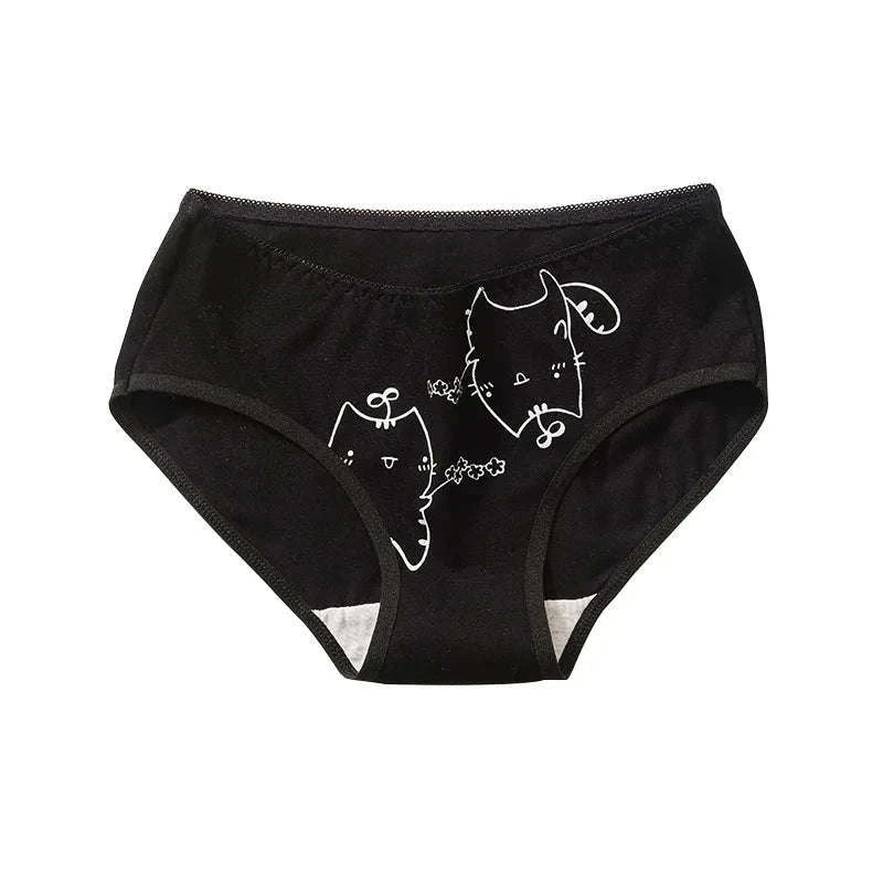 5-Piece Cotton Cartoon Panties Set for Women-XL / ZYmaomi / 5pcs
