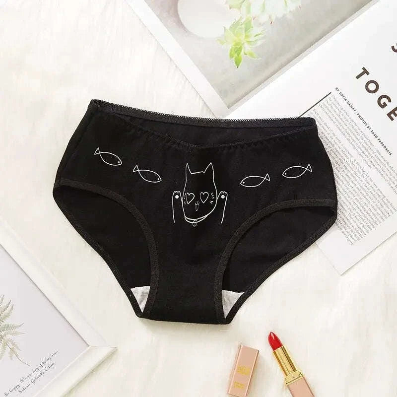5-Piece Cotton Cartoon Panties Set for Women-XL / ZYmaomi / 5pcs