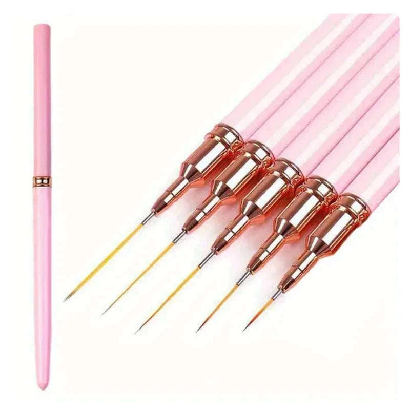 5-Piece Nail Art Liner Brushes Set for Precise Details-pink 5pcs