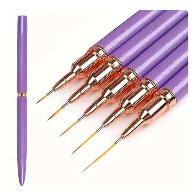 5-Piece Nail Art Liner Brushes Set for Precise Details-pink 5pcs