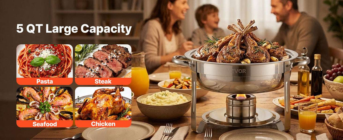 5 Qt Stainless Steel Chafing Dish Set (4 Pack) Buffet Food Warmers-2 pack silver / GERMANY