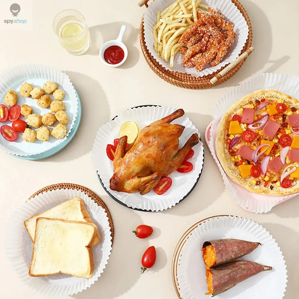 50/100Pcs Air Fryer Disposable Paper Non-Stick Airfryer Baking Papers Round Air-Fryer Paper Liners Paper Kitchen Accessories Spy-shop.com