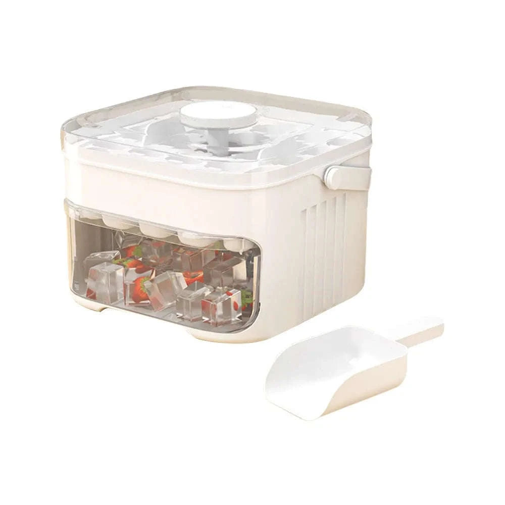 50-Cube Double Layer Ice Maker with Easy Press Release Lid-United States / White