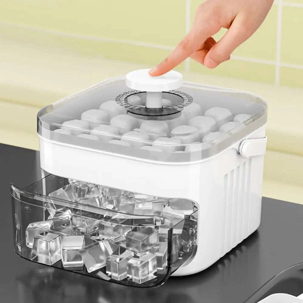 50-Cube Double Layer Ice Maker with Easy Press Release Lid-United States / White