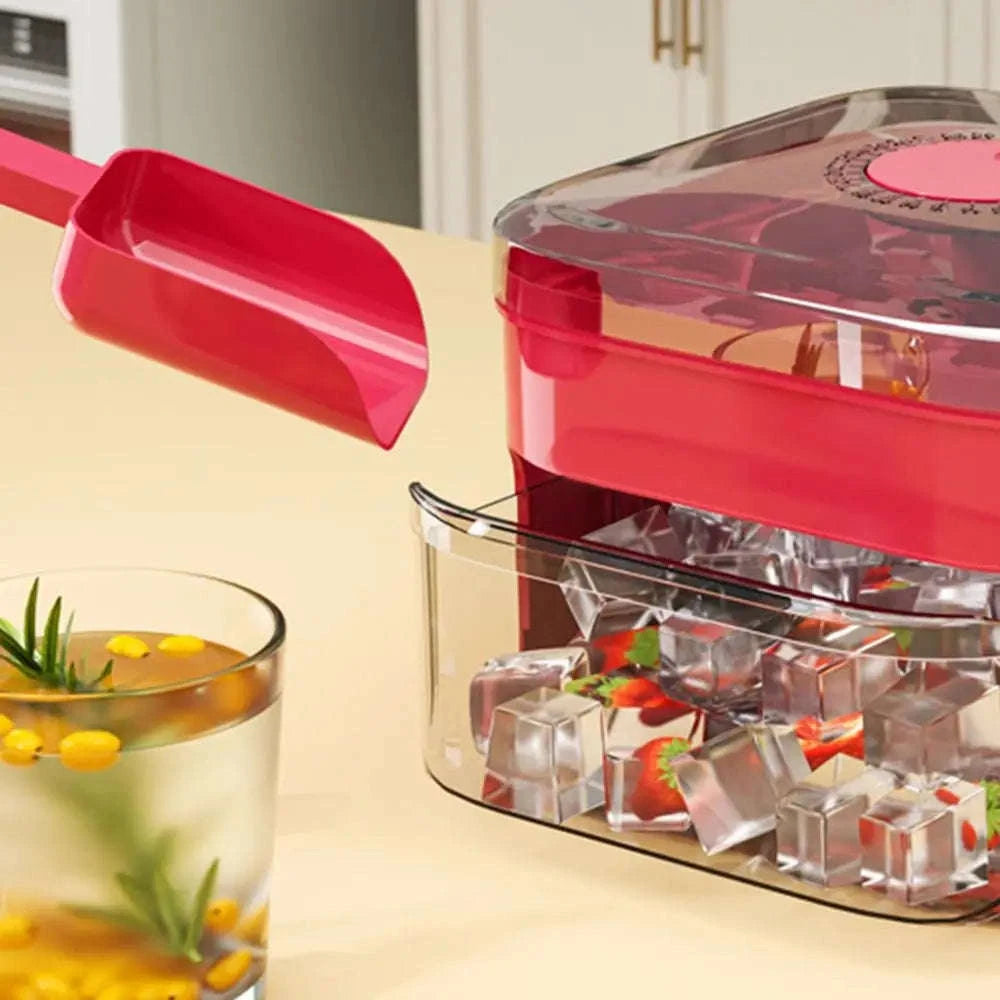 50-Cube Ice Cube Maker with Easy Press Cap-Red
