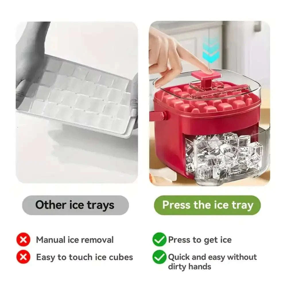 50-Cube Ice Cube Maker with Easy Press Cap-Red