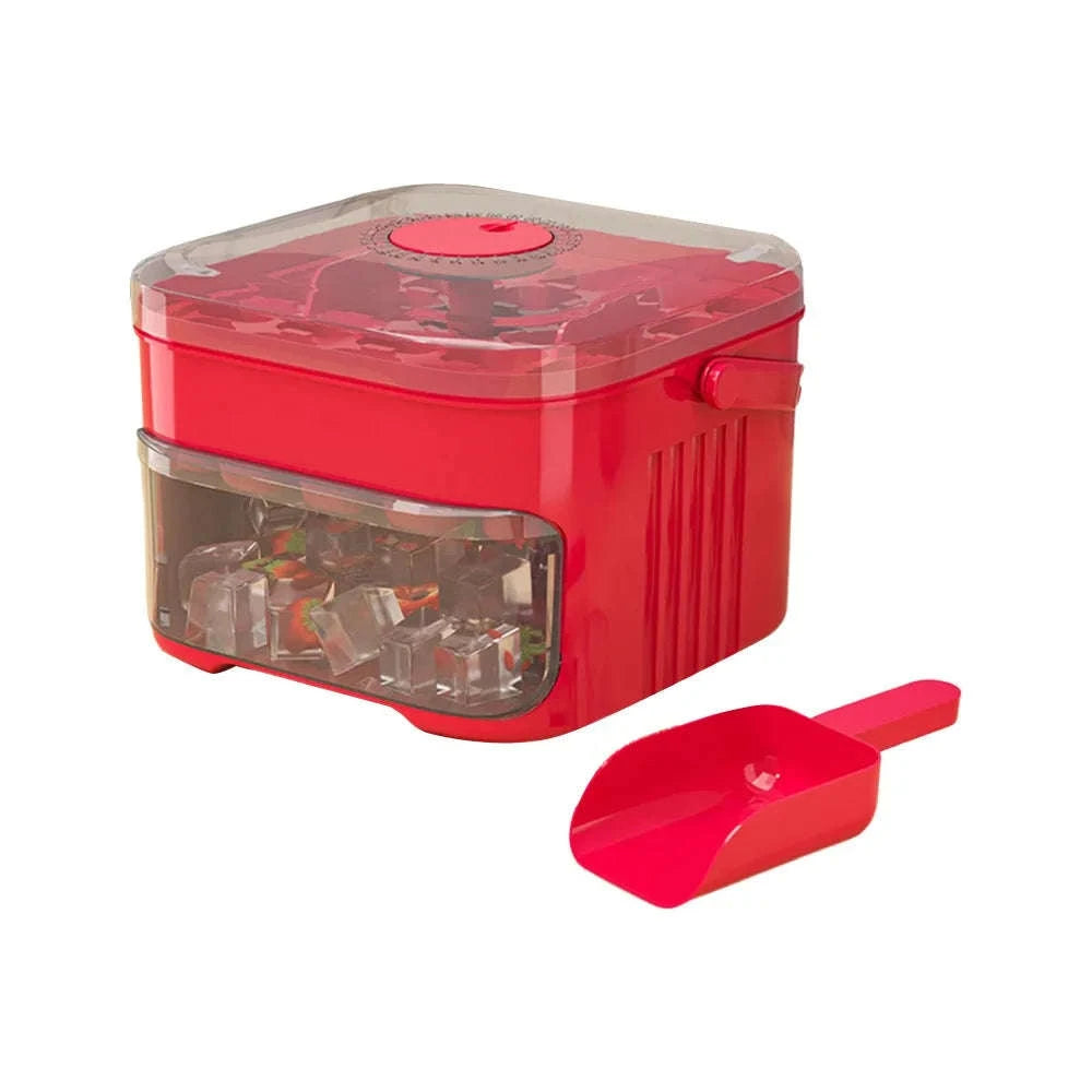 50-Cube Ice Cube Maker with Easy Press Cap-Red