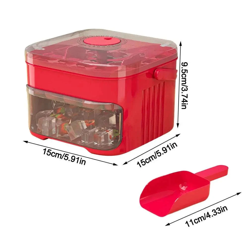 50-Cube Ice Cube Maker with Easy Press Cap-Red