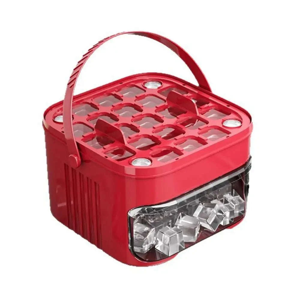 50-Cube Ice Cube Maker with Easy Press Cap-Red