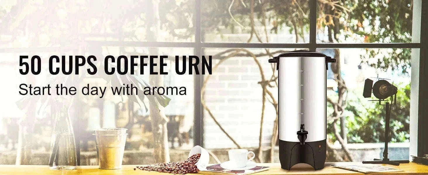50-Cup Commercial Coffee Urn Stainless Steel Electric Coffee Maker-United States