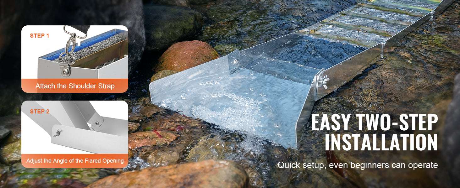 50" Gold Panning Kit with Sluice Box & 23 Tools for Prospecting-12in 16PCs / spain