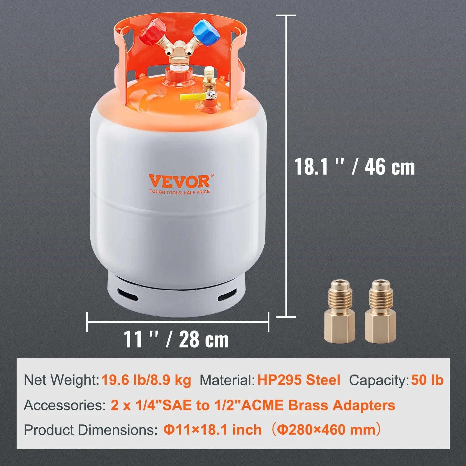 50 lb Refrigerant Recovery Tank with Y-Valve-50lbs / CZECH REPUBLIC