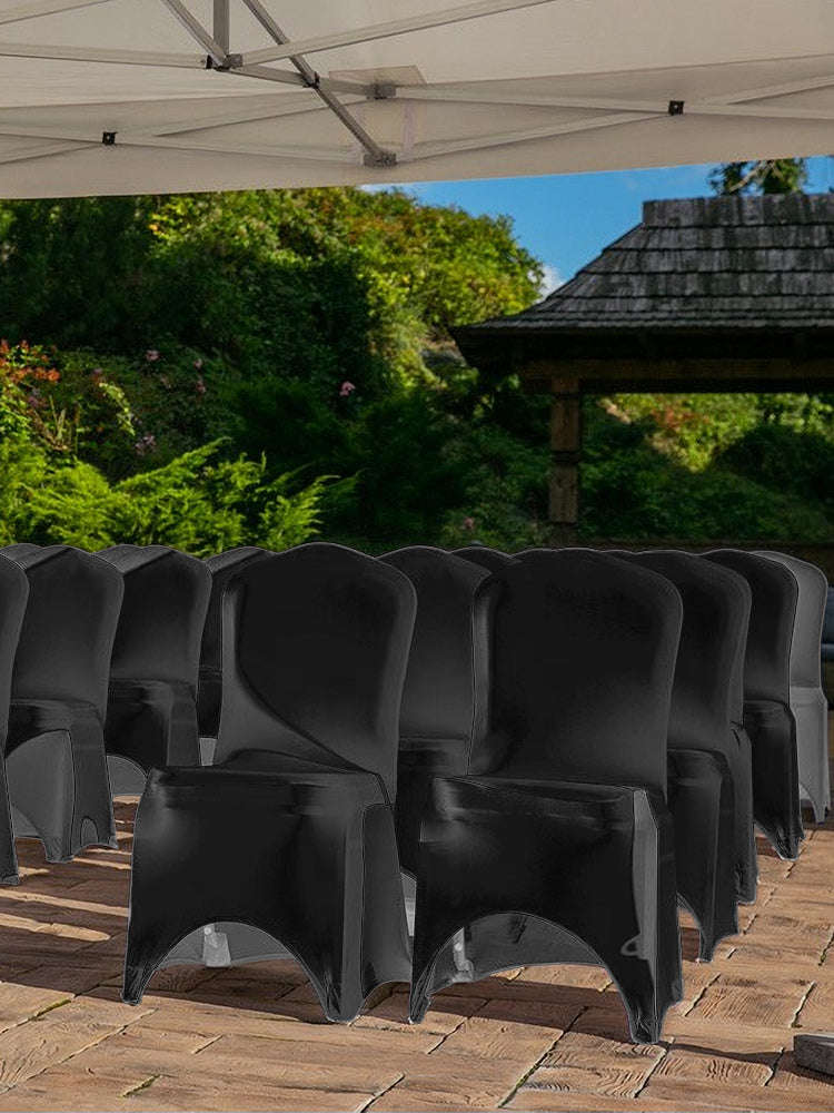50-Piece Black Stretch Chair Covers for Arched-Front Dining Chairs-United States