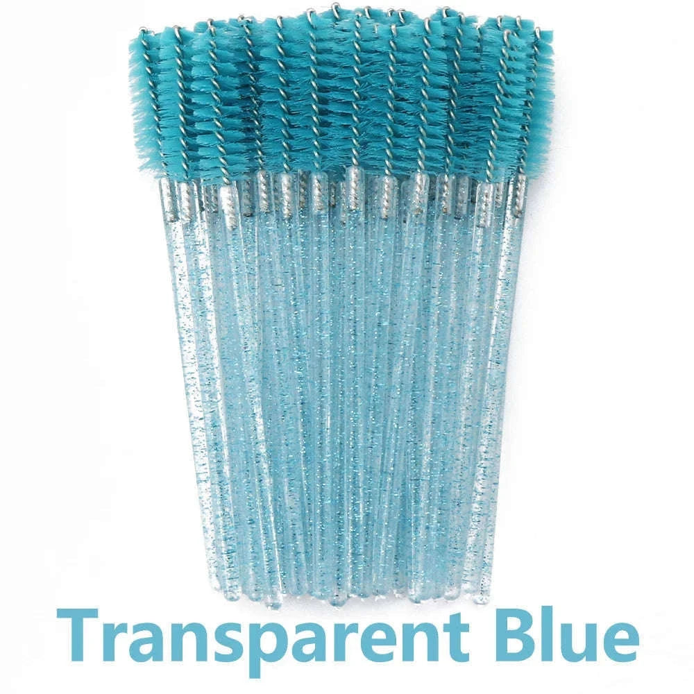 50-Piece Disposable Eyelash Brush Wands for Clean Lash Grooming-White Pink