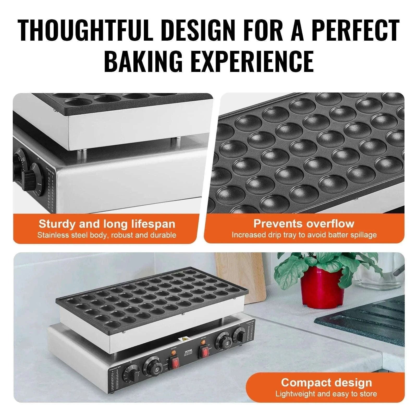 50-Piece Mini Pancake Maker with Dual Temperature Control-france