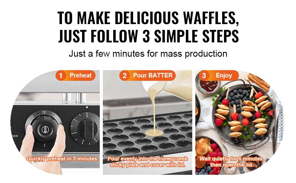 50-Piece Mini Pancake Maker with Dual Temperature Control-france