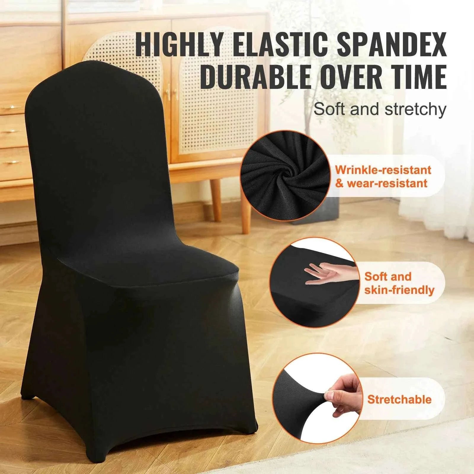50-Piece Spandex Chair Cover Set-balck 50pcs / United States