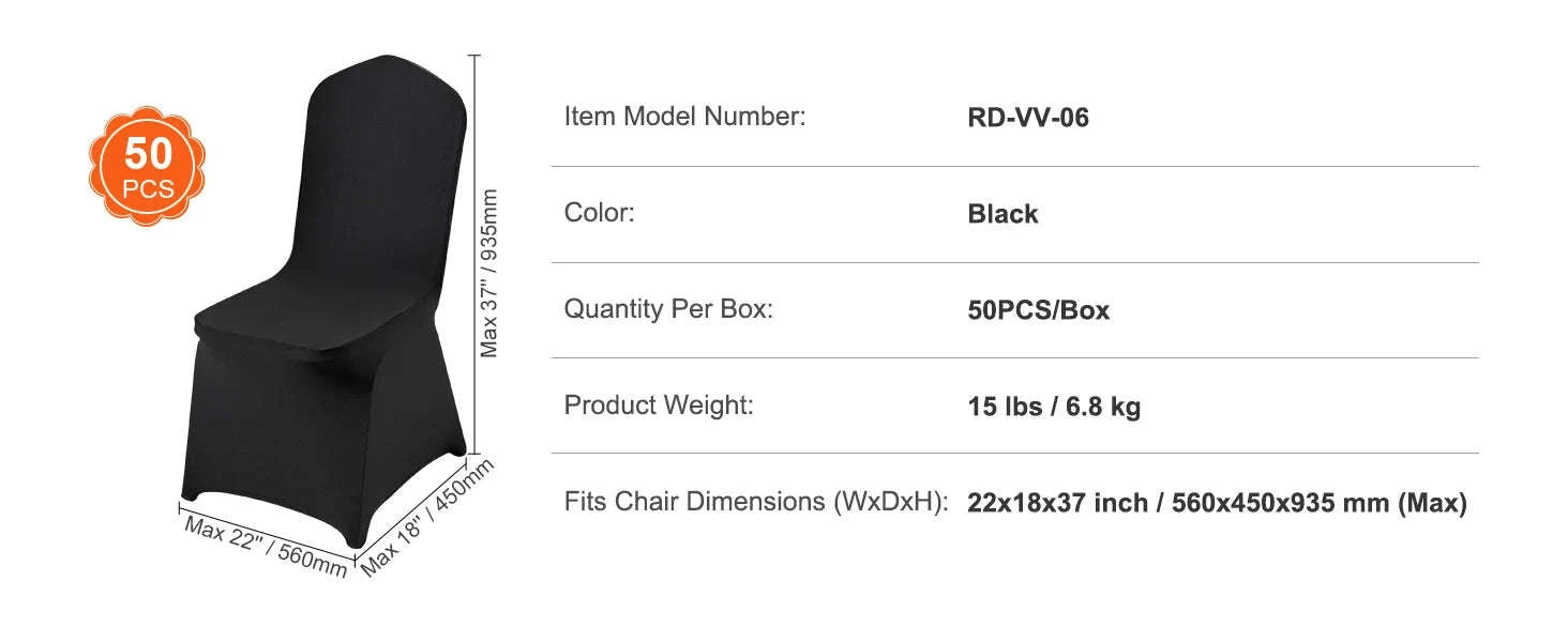 50-Piece Spandex Chair Cover Set-balck 50pcs / United States