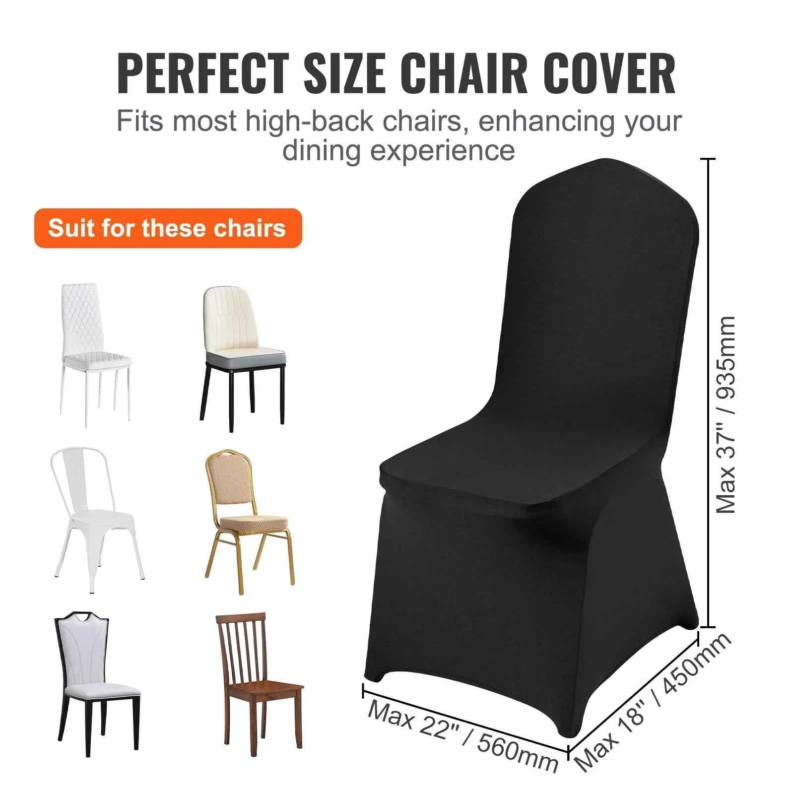50-Piece Spandex Chair Cover Set-balck 50pcs / United States