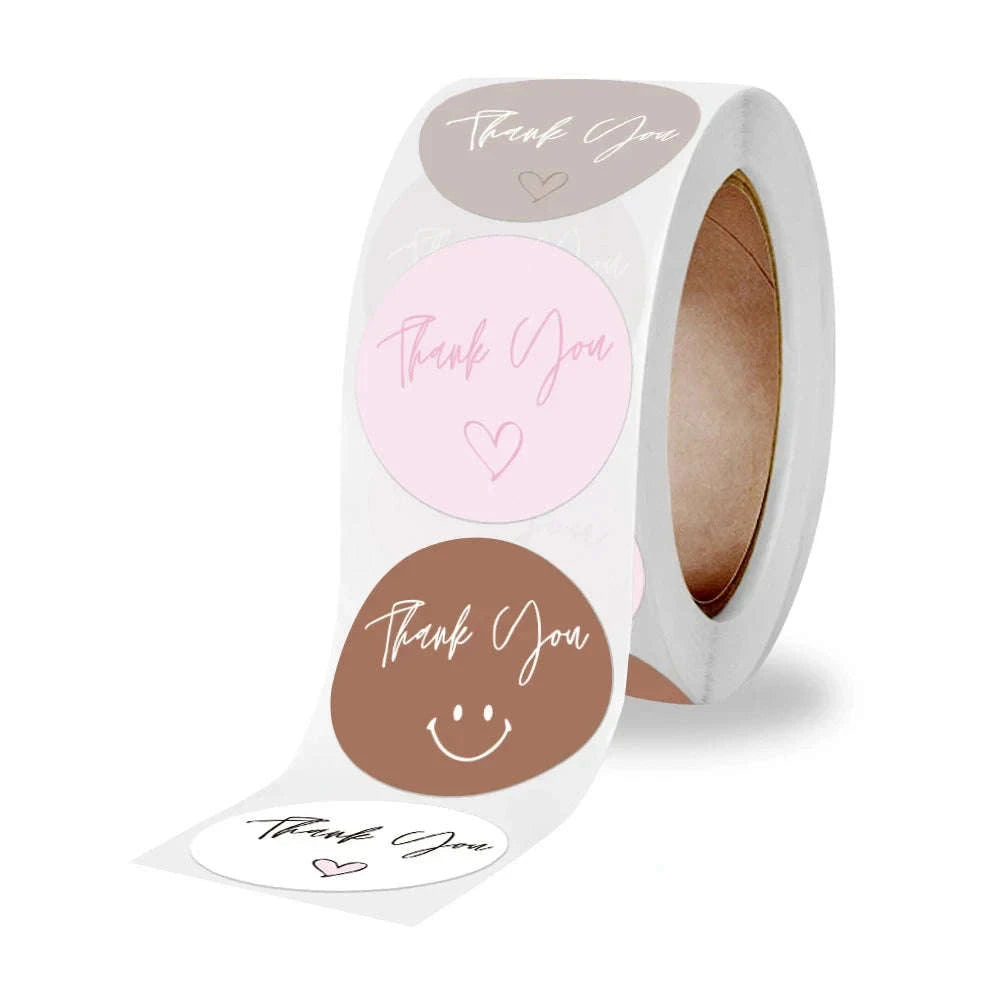 500 Heart-Shaped Thank You Stickers Roll-500PC