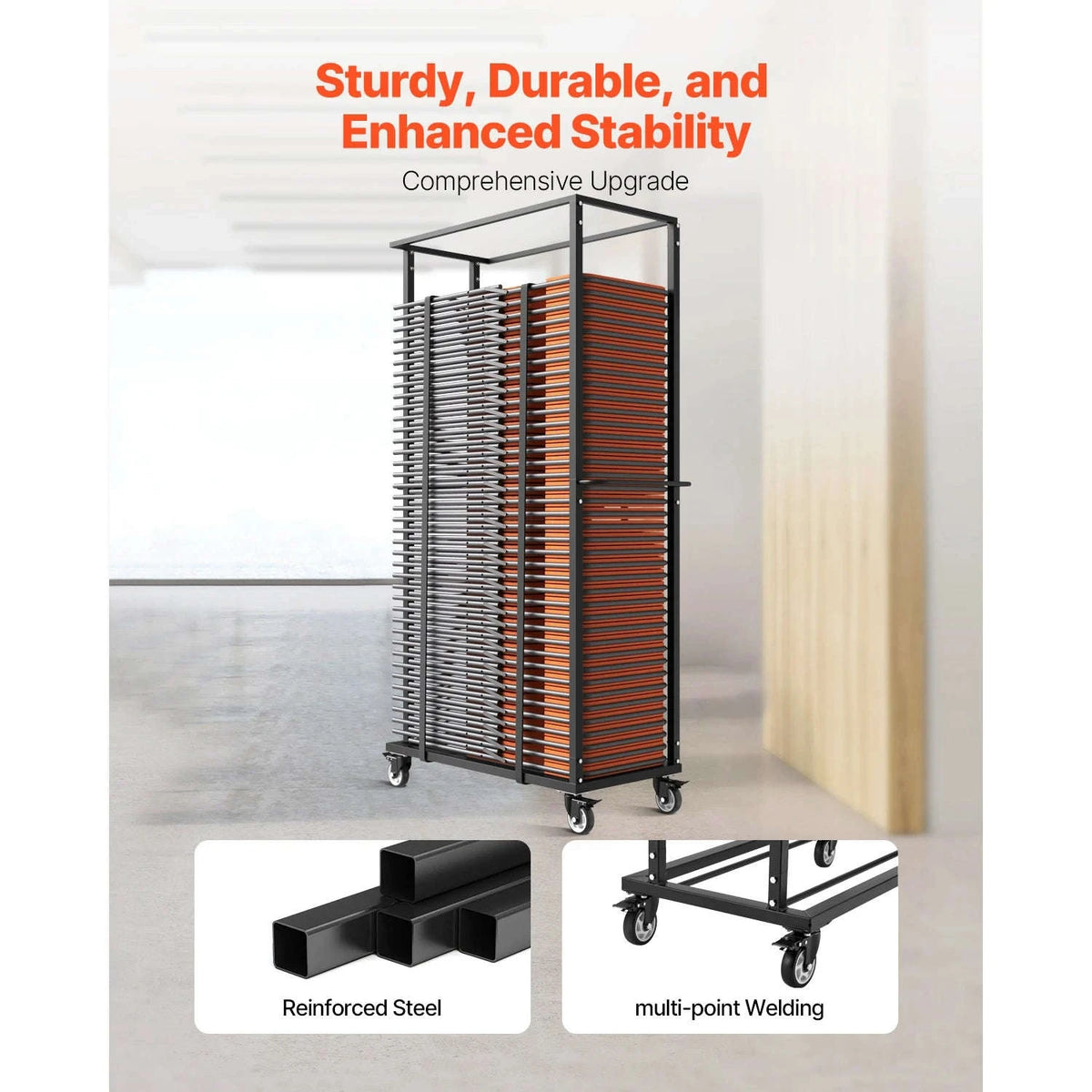 500 lb Folding Chair Rack Cart for Up to 60 Chairs-500 LBS / spain