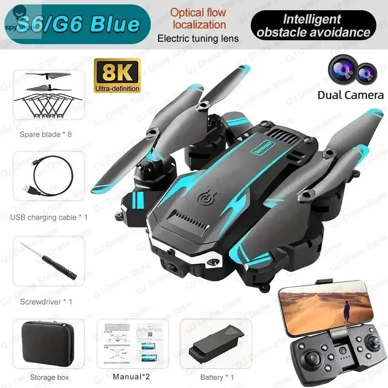 5000M New G6 Professional Foldable Quadcopter Aerial Drone S6 HD Camera GPS RC Helicopter FPV WIFI Obstacle Avoidance Toy Gifts Spy-shop.com