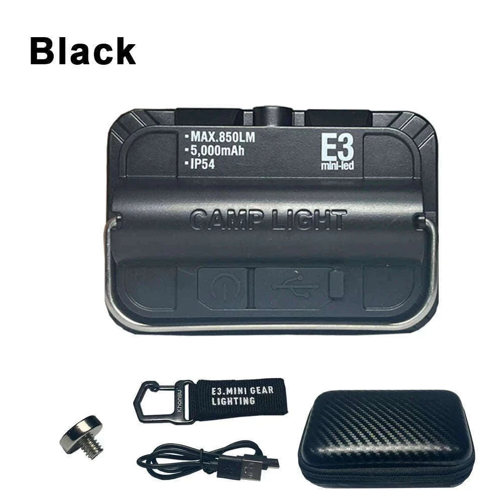 5000mAh LED Camping Tent Light Rechargeable Waterproof Portable Hanging Lamp-E3mini khaki