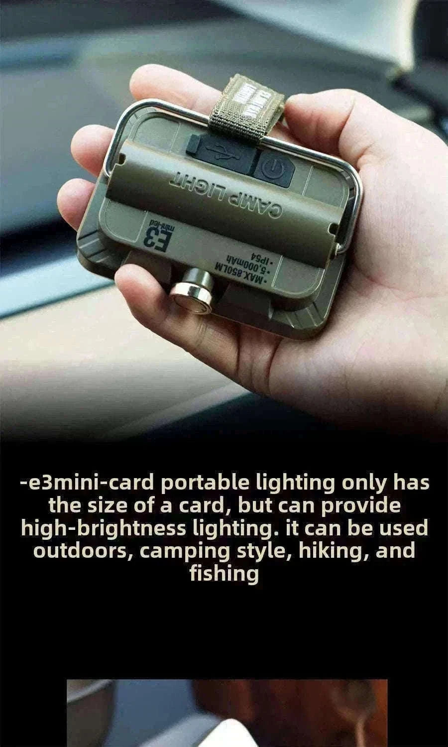 5000mAh LED Camping Tent Light Rechargeable Waterproof Portable Hanging Night Lamp-E3mini khaki / China Mainland
