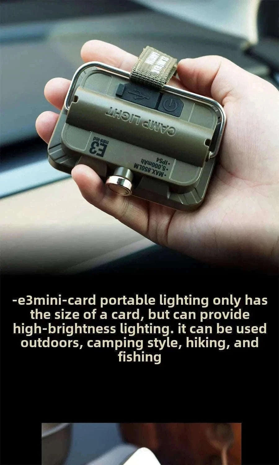 5000mAh LED Camping Tent Light Rechargeable Waterproof Portable Hanging Night Lamp-E3mini khaki / China Mainland