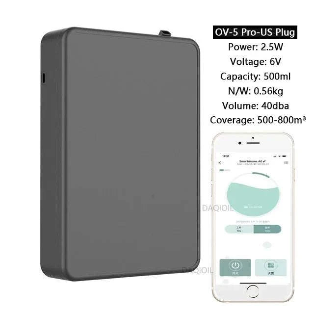 500ML Smart Waterless Essential Oil Diffuser with Bluetooth Control-OV-5 Pro-EU Plug