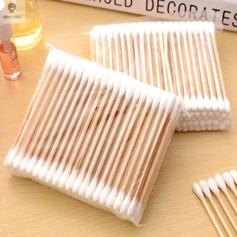 500pcs Double Head Wood Cotton Swab Nose Ears Cleaning Women Makeup Tools Lipstik Cotton Buds Tip Sticks Bastoncillos Oidos Spy-shop.com