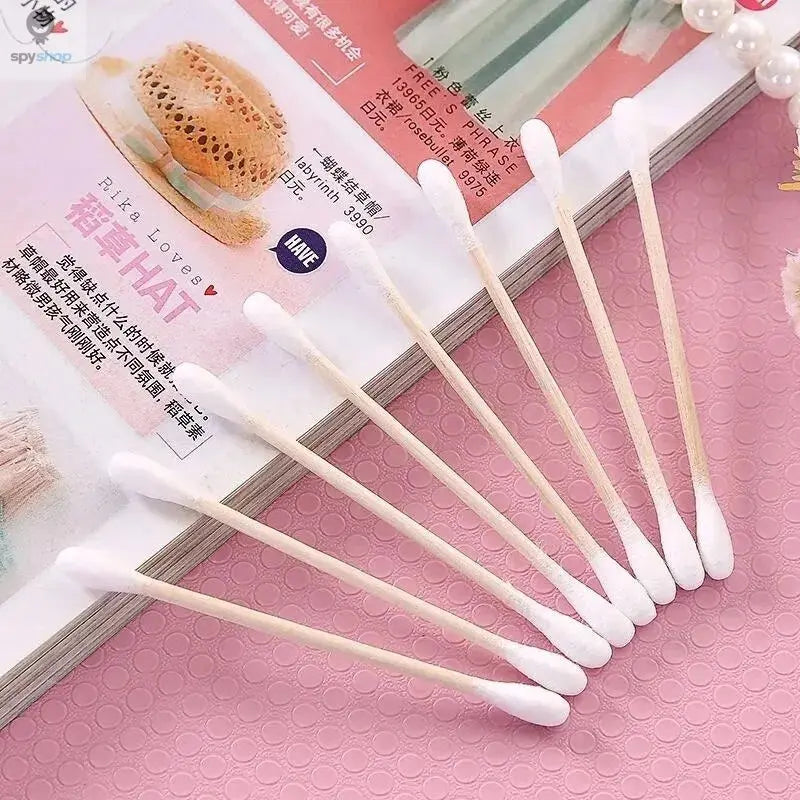 500pcs Double Head Wood Cotton Swab Nose Ears Cleaning Women Makeup Tools Lipstik Cotton Buds Tip Sticks Bastoncillos Oidos Spy-shop.com