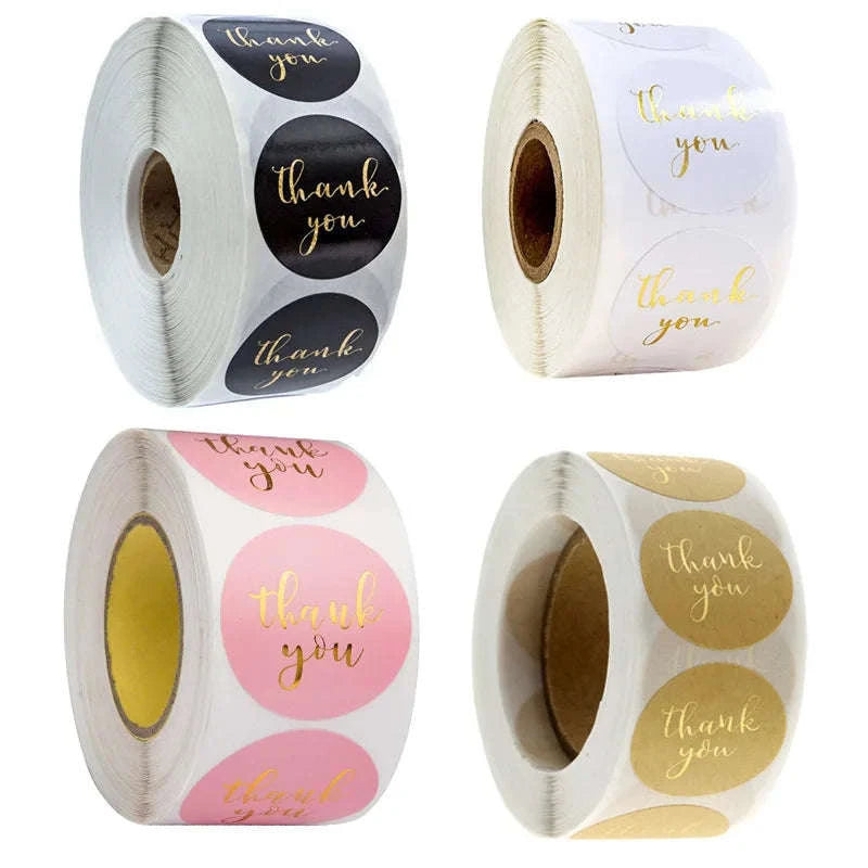 500pcs Round Kraft Thank You Stickers for Gifts and Packaging-2.5cm Pink