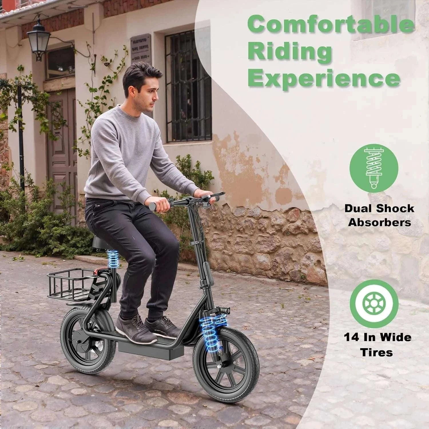 500W Foldable Electric Bike 28-Mile Range 21MPH 14" Tires-LPBS / United States