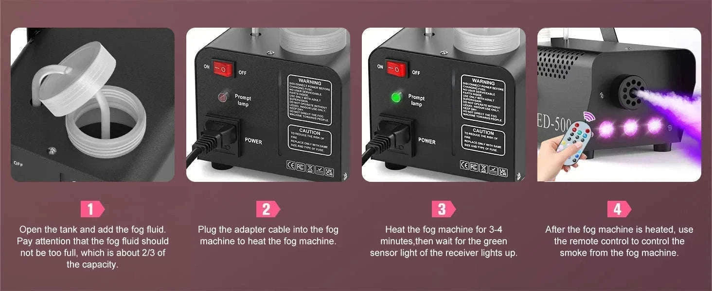 500W RGB Fog Machine with Remote for Parties and Events-GERMANY / EU Plug