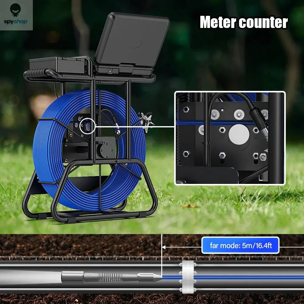 50M/80M/100M Sewer Pipe Inspection Camera 10" IPS 1080P Screen Meter Counter+Self-Leveling 512HZ Locator+Diameter 7mm cable Spy-shop.com