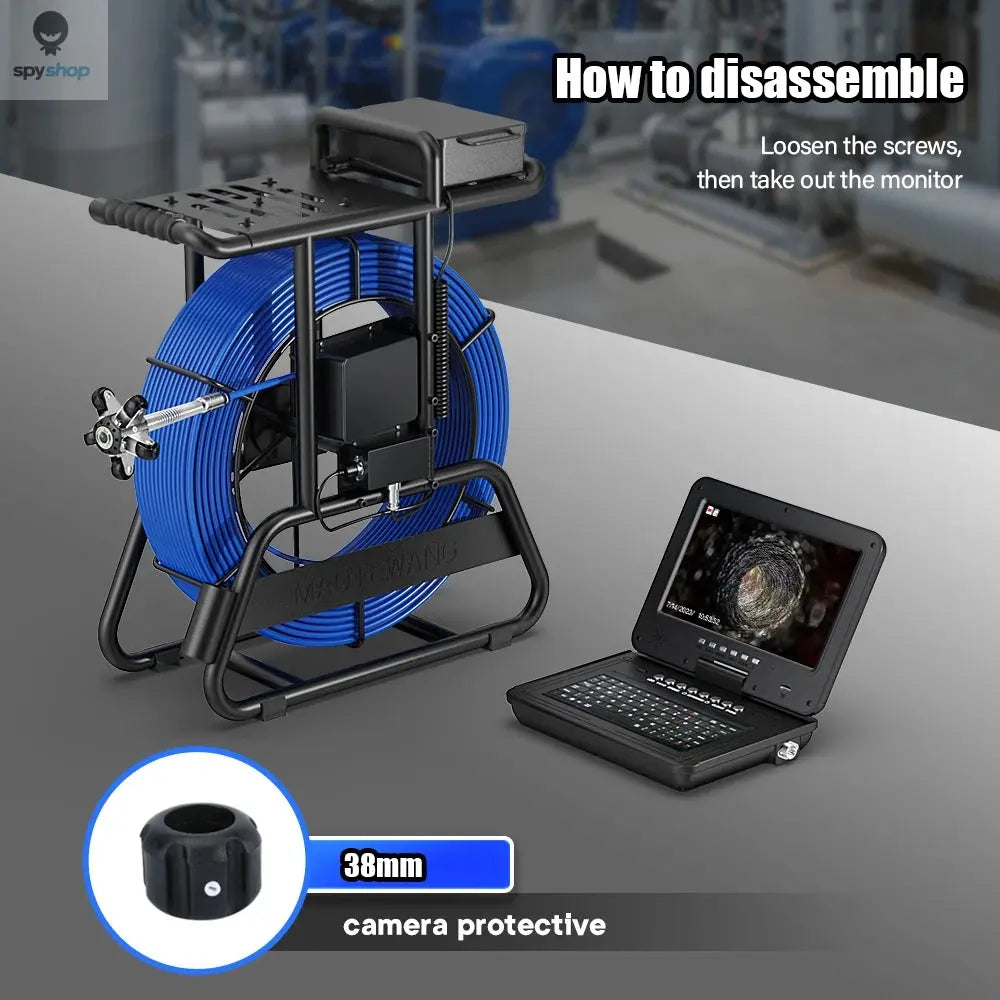 50M/80M/100M Sewer Pipe Inspection Camera 10" IPS 1080P Screen Meter Counter+Self-Leveling 512HZ Locator+Diameter 7mm cable Spy-shop.com