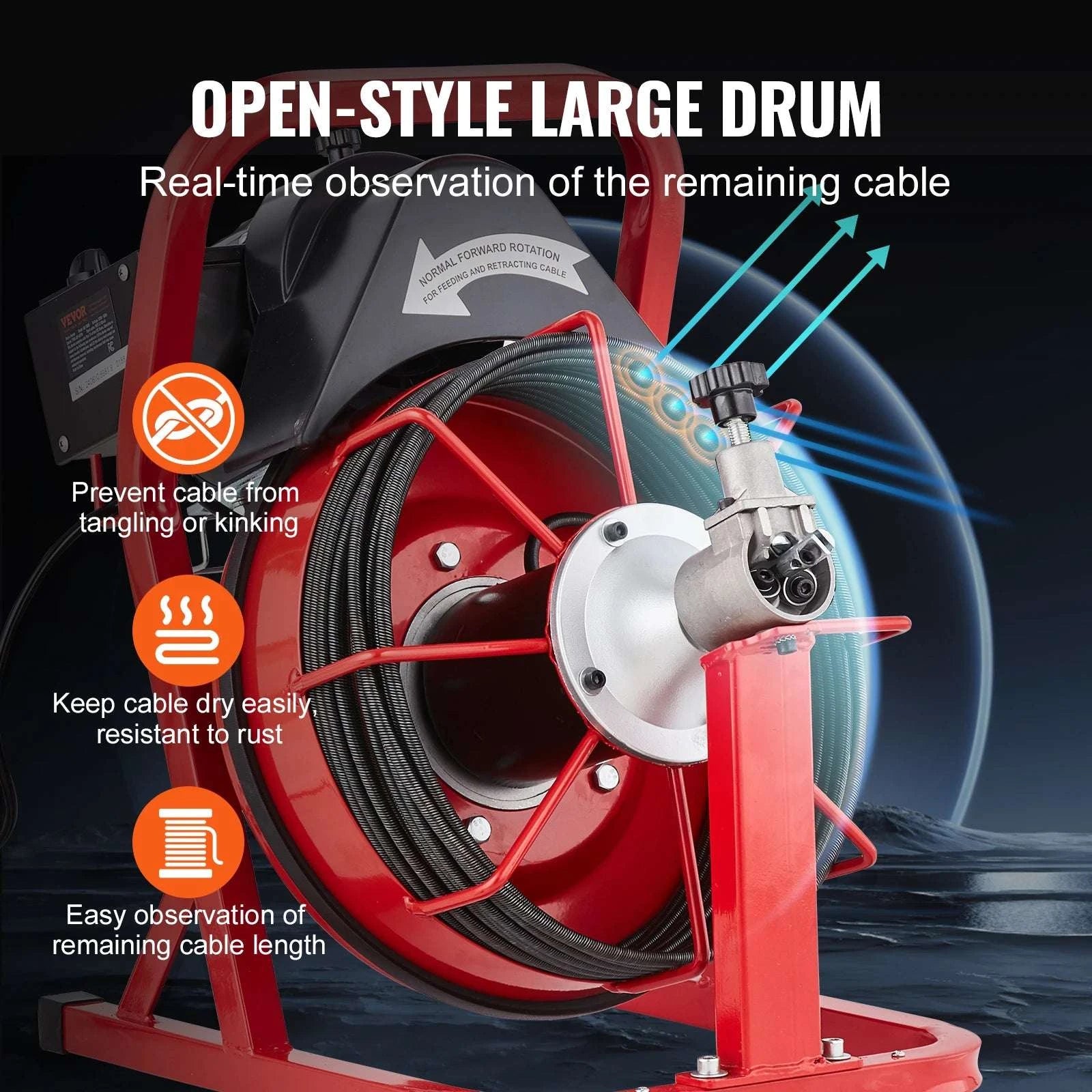 50FT Electric Drain Cleaner Machine Auto Feed Sewer Snake Auger-United States